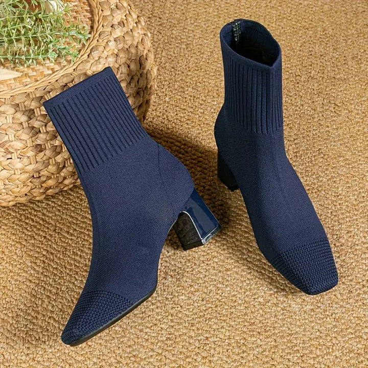 Midnight Knit Block Heel Boots Jasmine's Boutique Australia
