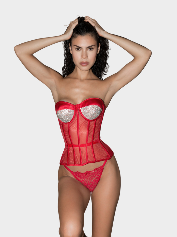 Crimson Spark Bustier Corset Jasmine's Boutique Australia