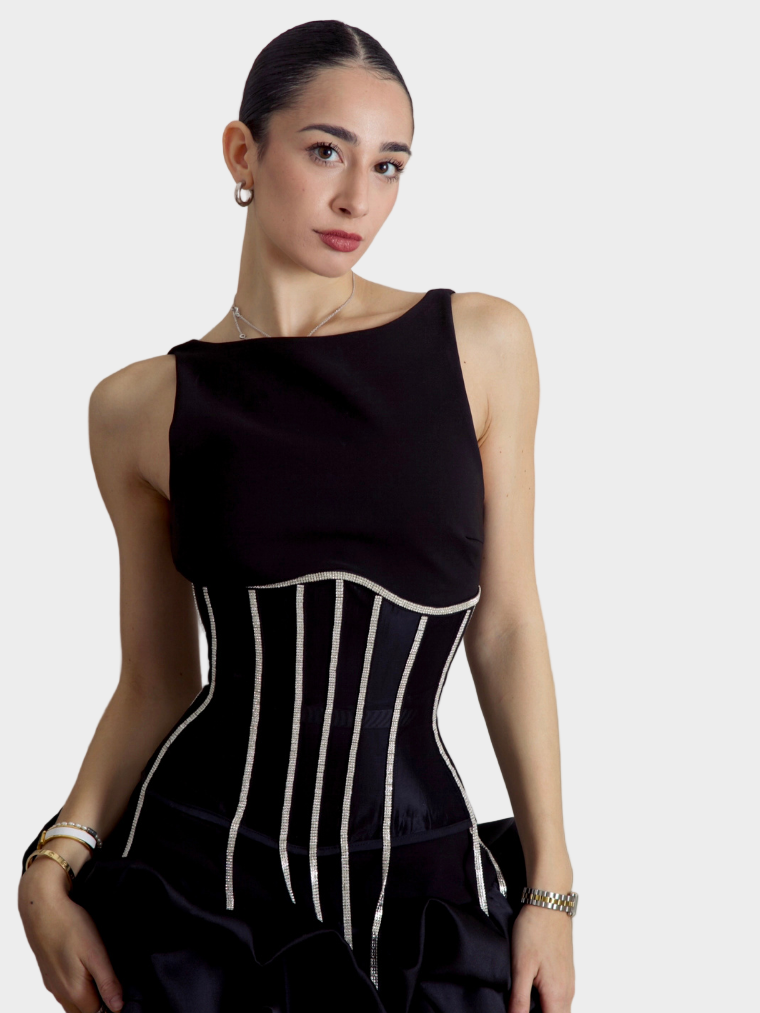 Midnight Elegance Rhinestone Corset Jasmine's Boutique Australia