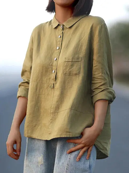 Relaxed Fit Linen Button-Up Shirt Jasmine's Boutique Australia