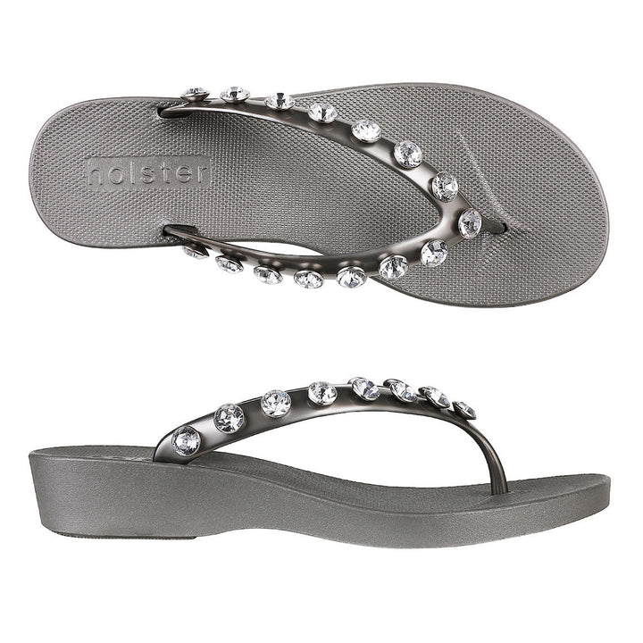 Holster Charcoal Jewel Wedge Sandals Jasmine's Boutique Australia