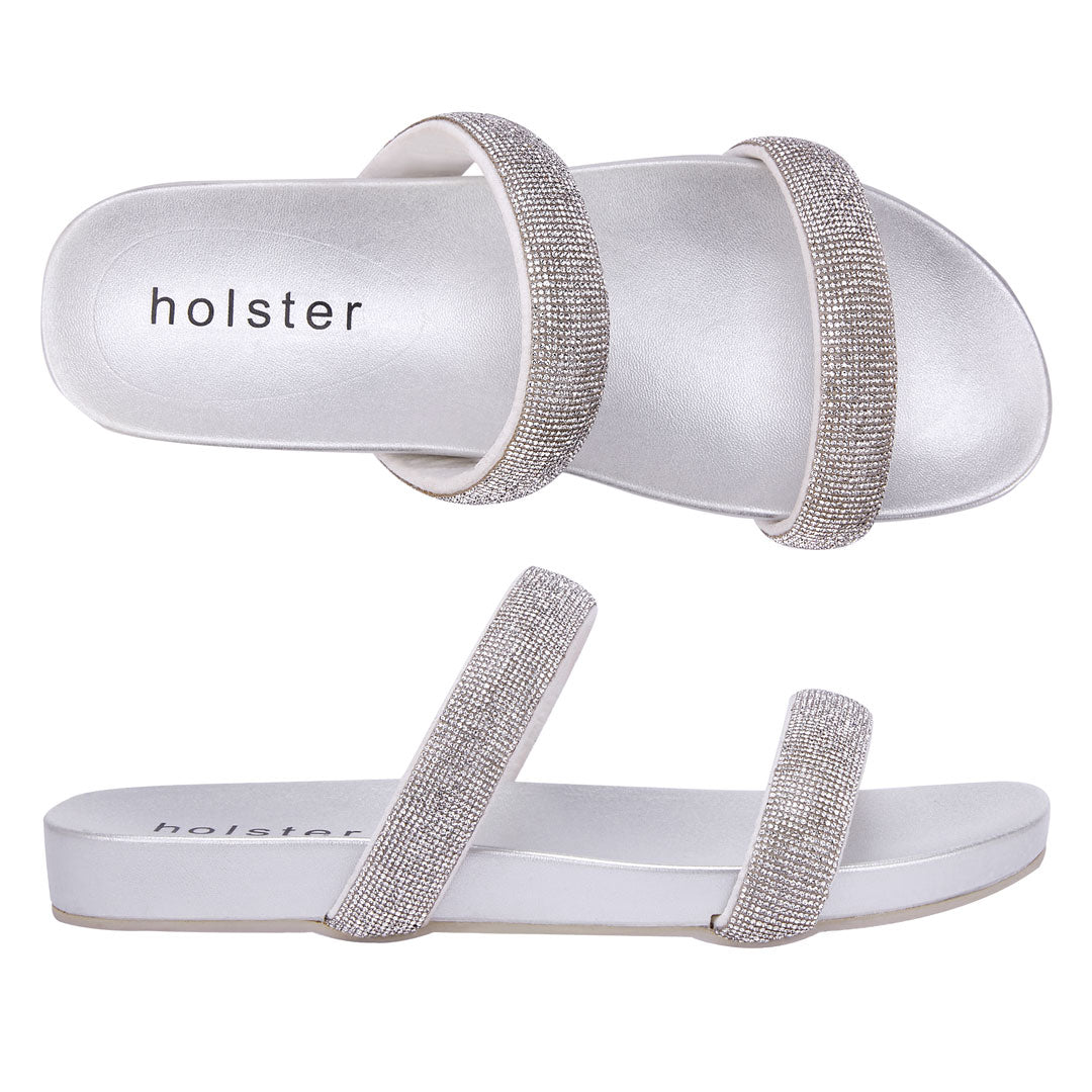Silver Gleam Slide Sandals Jasmine's Boutique Australia