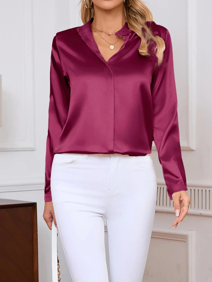 Satin Charm V-Neck Blouse Jasmine's Boutique Australia