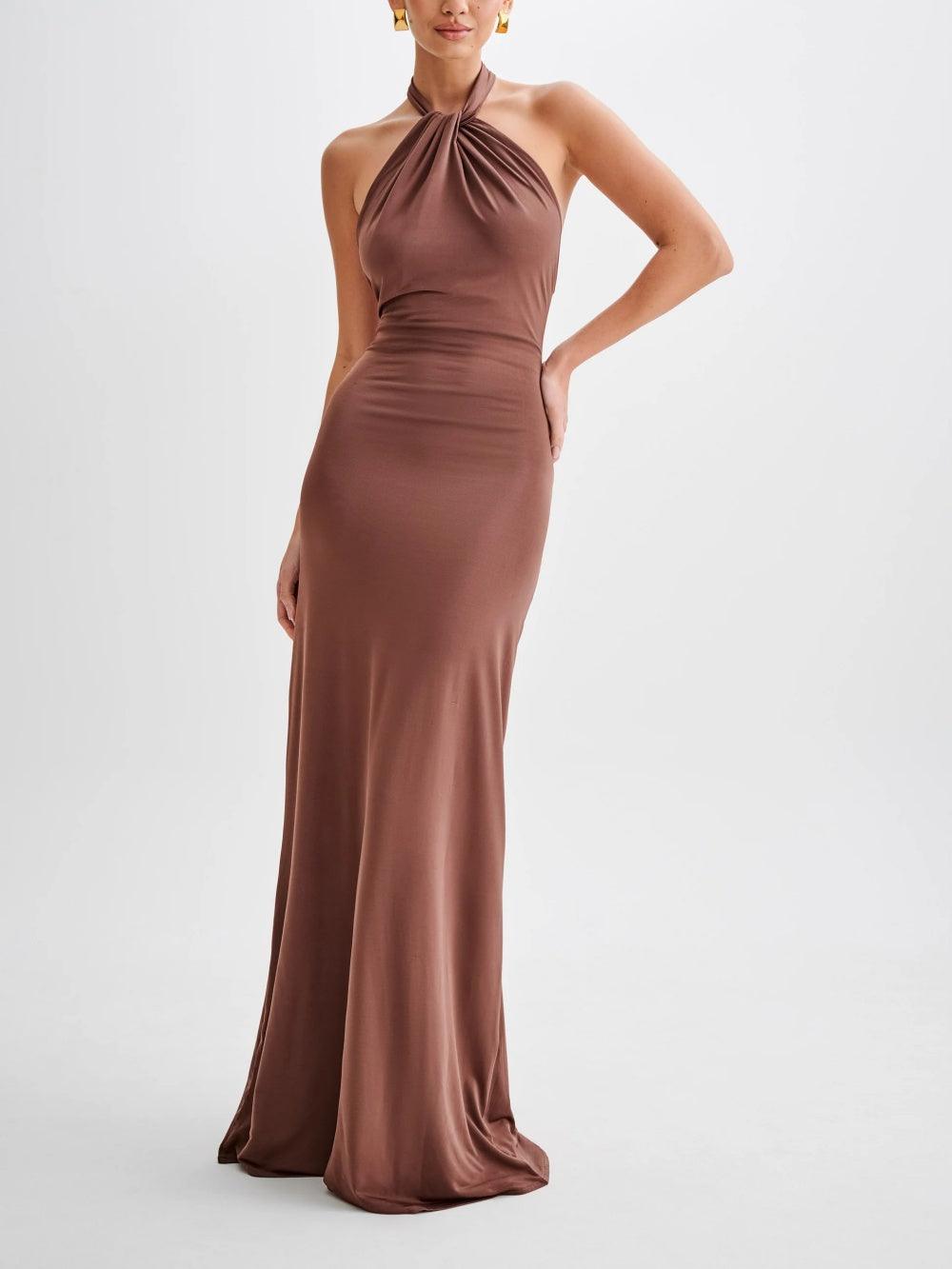 Elyna | Slinky Halter Maxi Dress Liora Lane Boutique