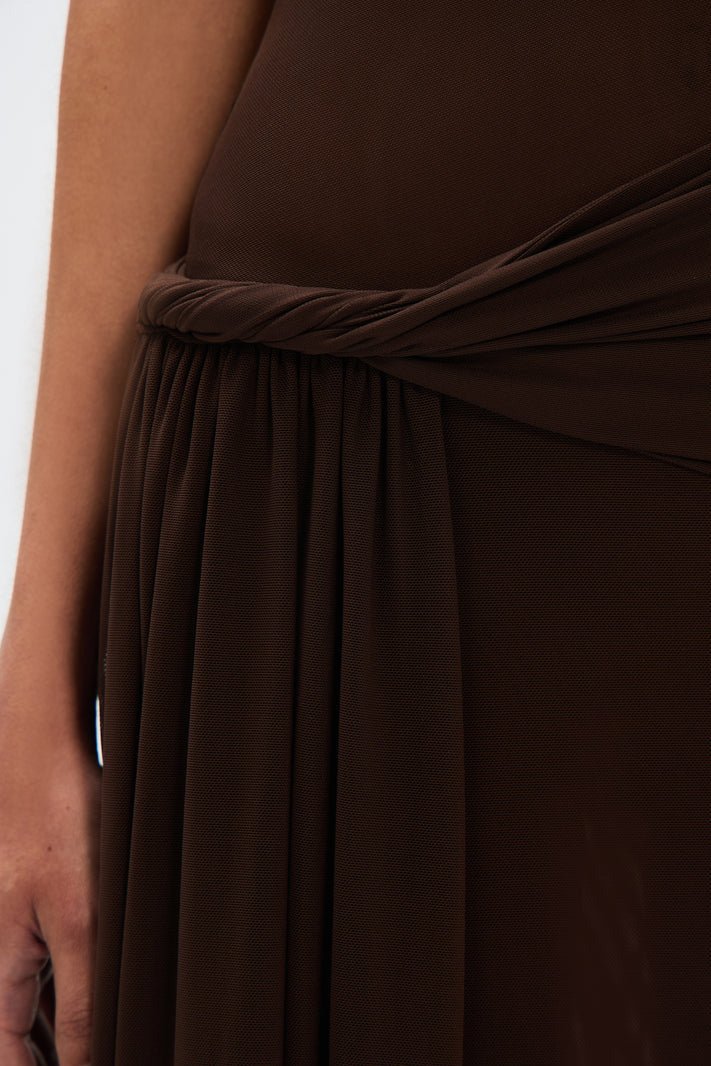 Eranda | Draped Mesh Off-Shoulder Maxi Dress Liora Lane Boutique