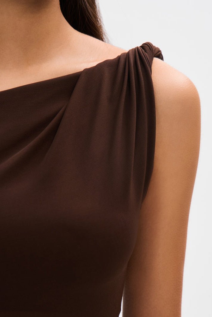 Eranda | Draped Mesh Off-Shoulder Maxi Dress Liora Lane Boutique