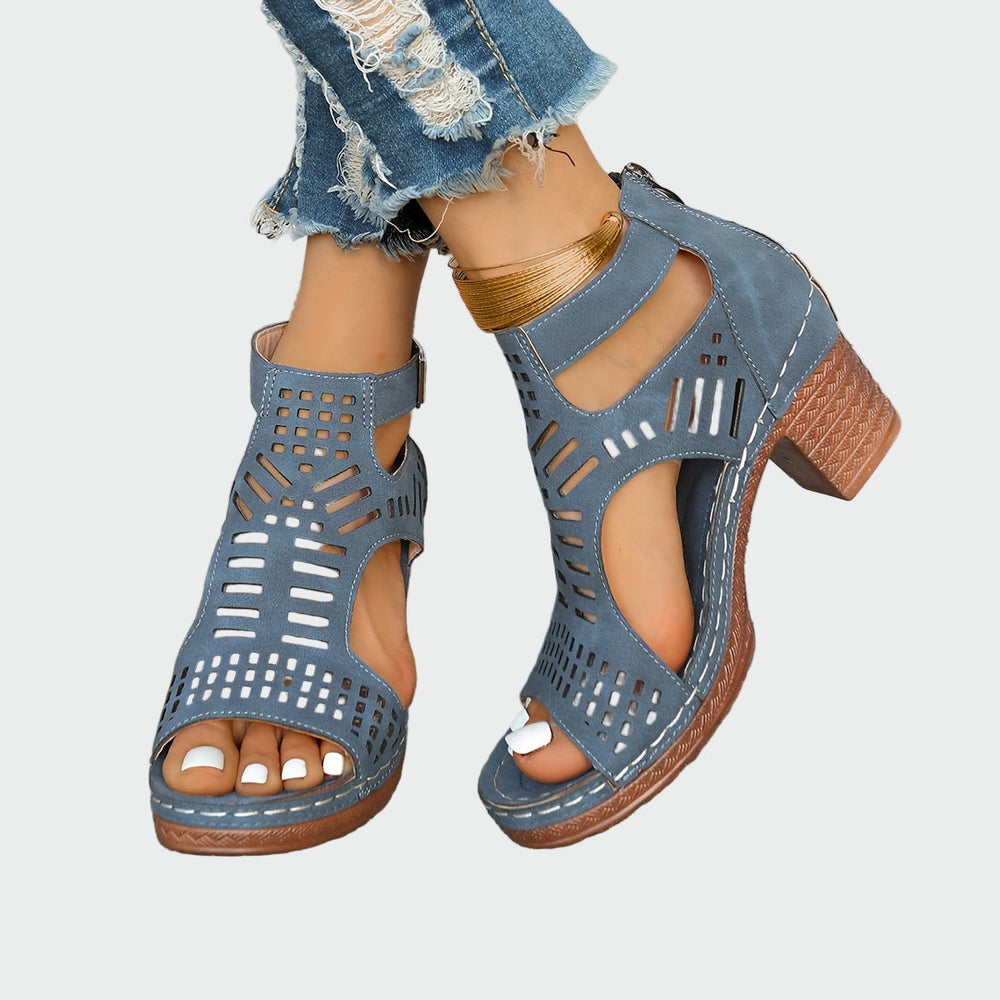 Geometric Cutout Block Heel Sandals Jasmine's Boutique Australia