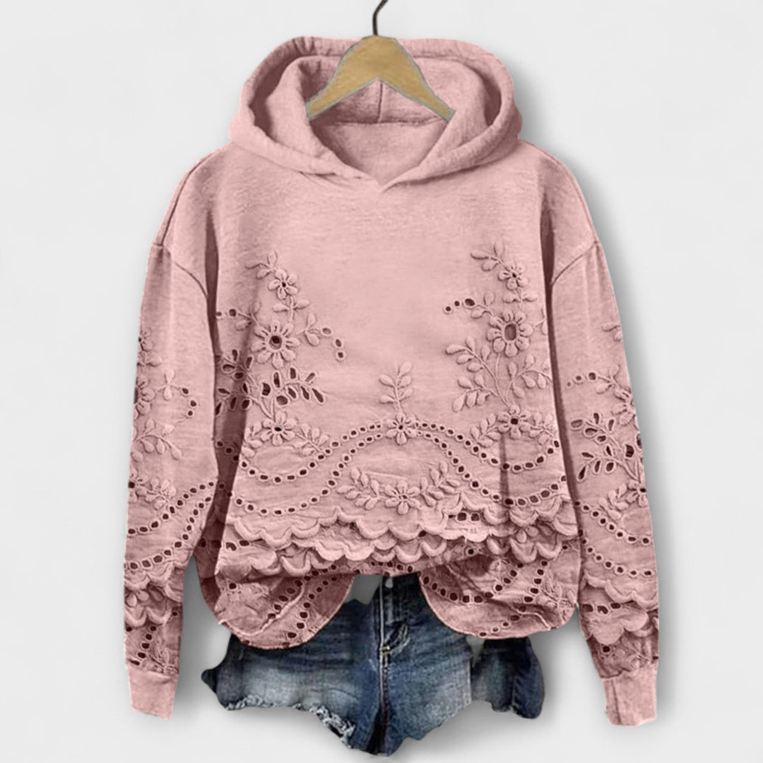 Elegant Hoodie with Lace Details Liora Lane Boutique