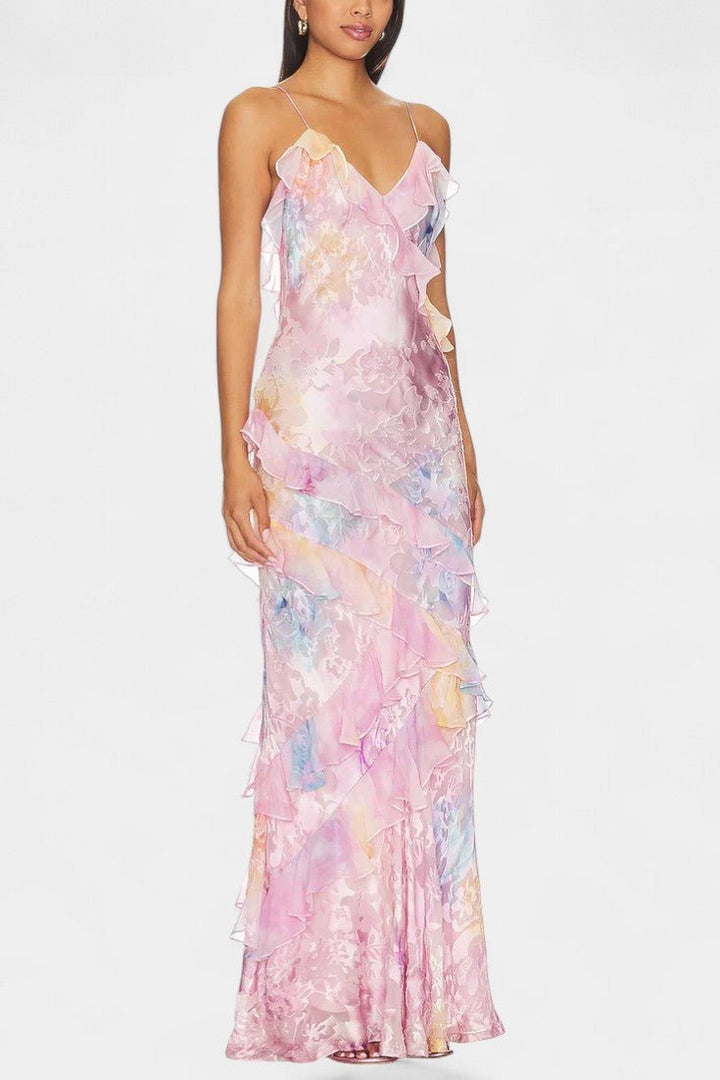 Fawn | Floral Ruffle Maxi Dress Liora Lane Boutique