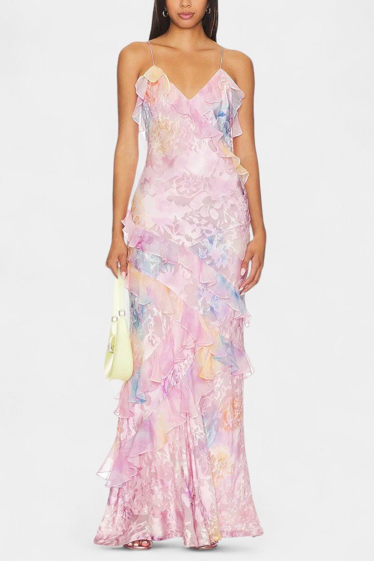 Fawn | Floral Ruffle Maxi Dress Liora Lane Boutique