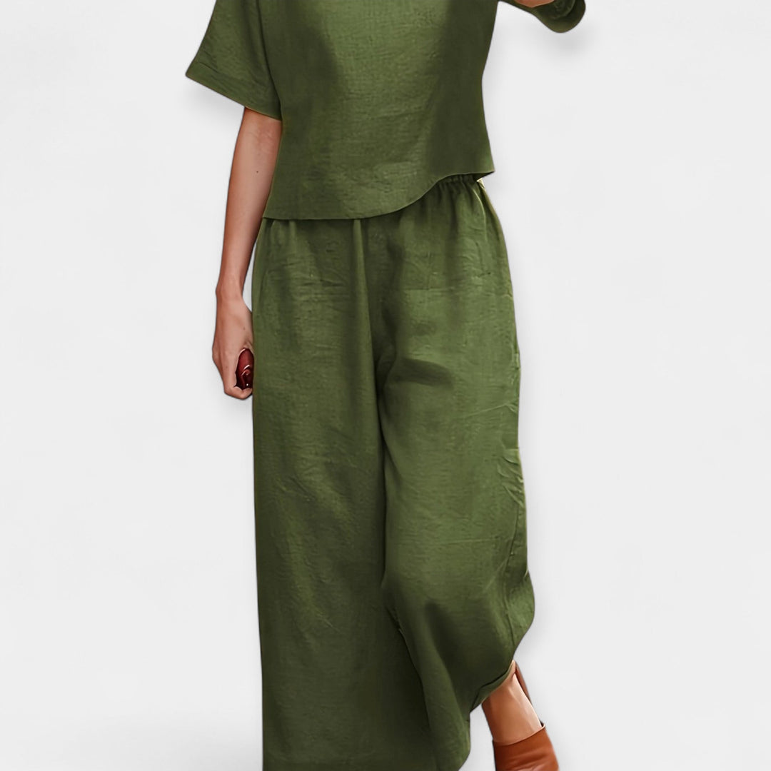 Airy Pants Set with Short-Sleeve Top Jasmine's Boutique Australia