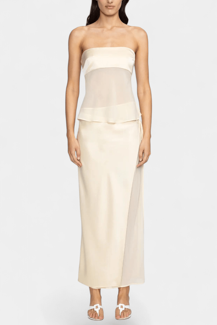 Fiona | Buttercream Strapless Midi Skirt Set Liora Lane Boutique
