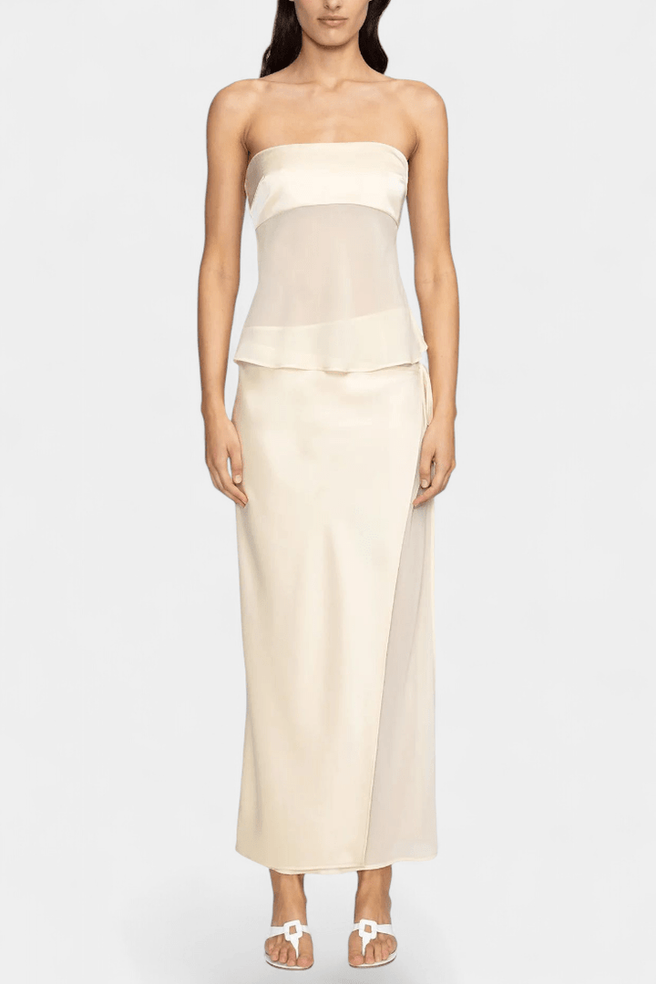 Fiona | Buttercream Strapless Midi Skirt Set Liora Lane Boutique