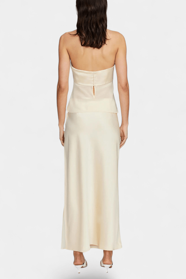 Fiona | Buttercream Strapless Midi Skirt Set Liora Lane Boutique