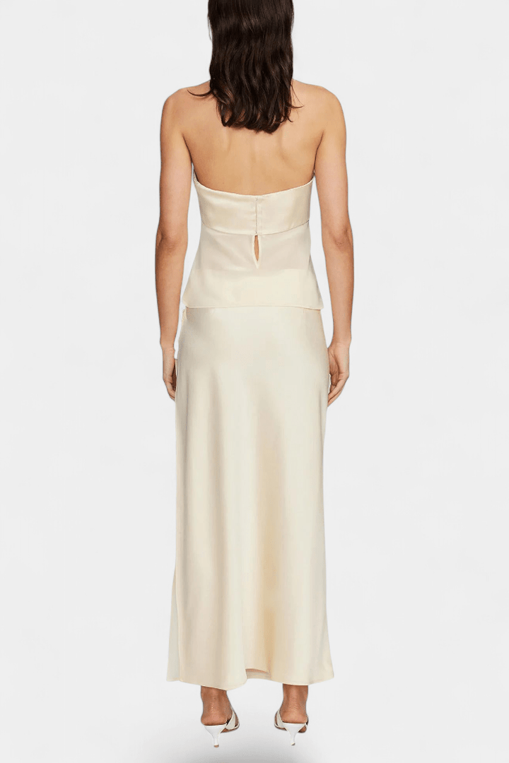 Fiona | Buttercream Strapless Midi Skirt Set Liora Lane Boutique