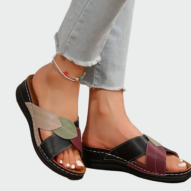 Leaf Accent Slip-On Sandals Jasmine's Boutique Australia