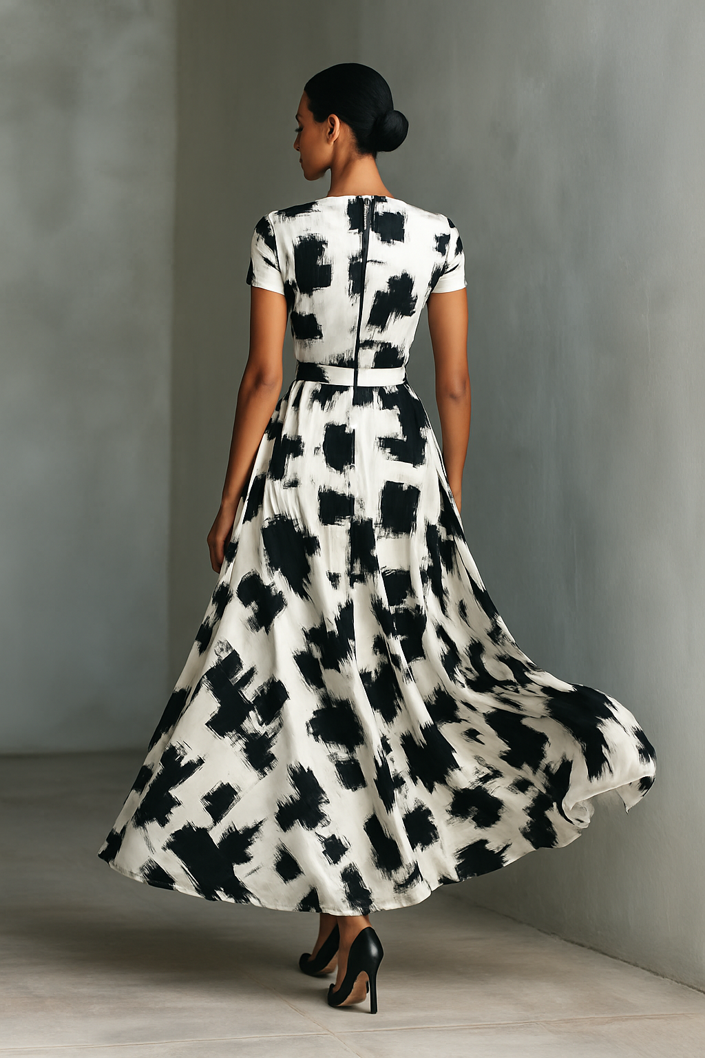 Maxi Dress with Short Sleeves and Abstract Print Jasmine's Boutique Australia