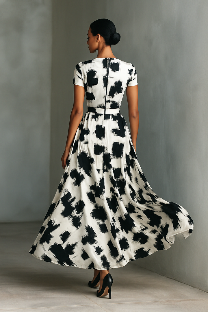 Maxi Dress with Short Sleeves and Abstract Print Jasmine's Boutique Australia