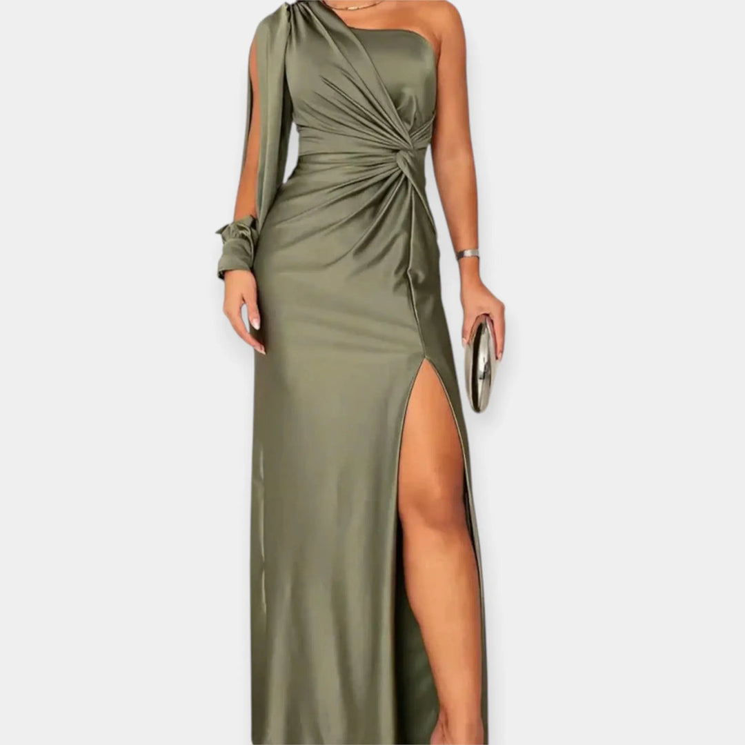 Maxi Dress with Asymmetrical Shoulder and Slit Jasmine's Boutique Australia