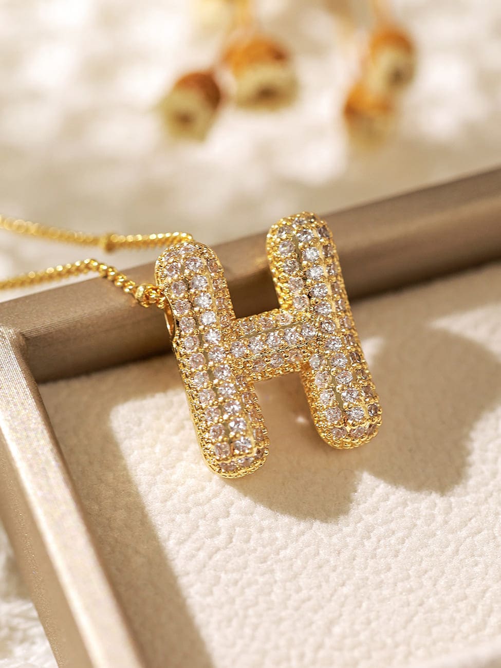 Pavé Bubble Letter Monogram Necklace Jasmine's Boutique Australia