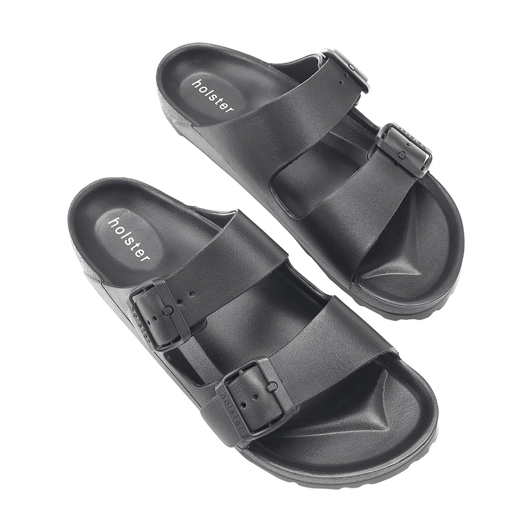Charcoal Double Buckle Slide Sandals Jasmine's Boutique Australia