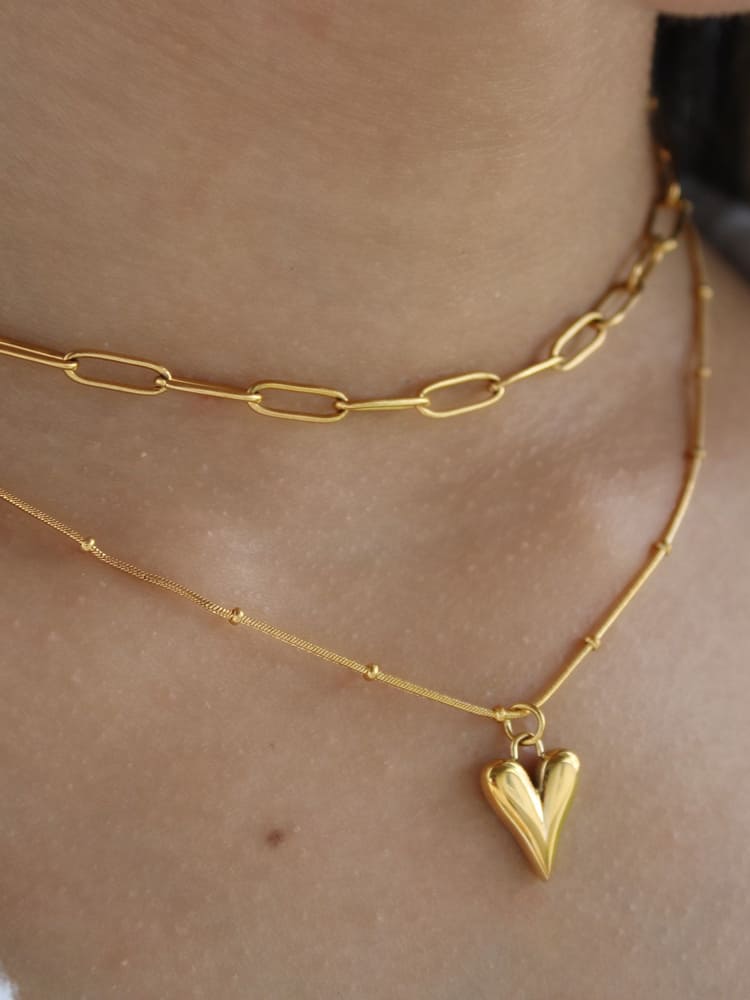 Necklace with Irregular Chain Industrial Chic Heart Jasmine's Boutique Australia