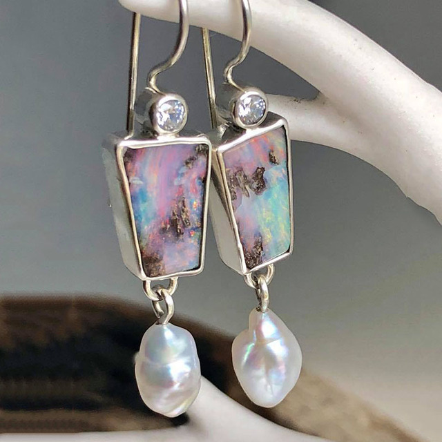 Vintage Dangling Zirconia and Pearl Earrings Jasmine's Boutique Australia