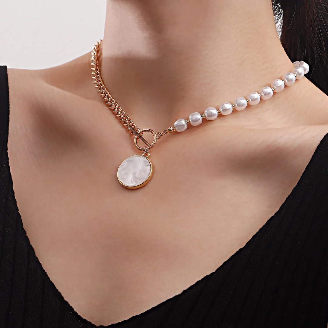 Elegant White Stone Pearl Necklace Jasmine's Boutique Australia