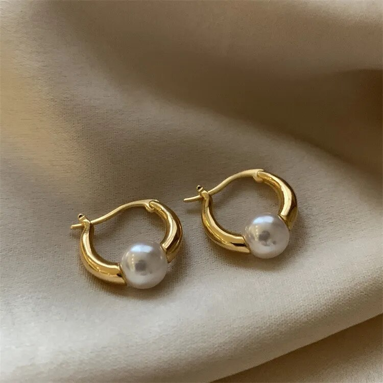 Elegant Golden Pearl Earrings Jasmine's Boutique Australia
