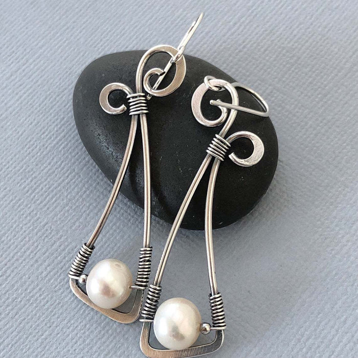 Vintage Silver Pearl Earrings Jasmine's Boutique Australia