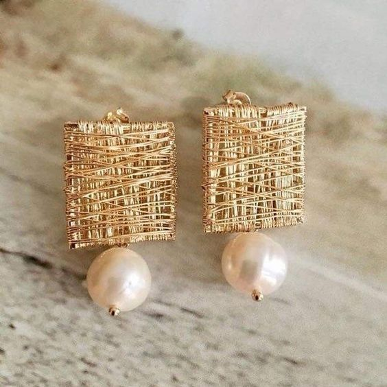 Vintage Golden Threads with Pearls Earrings Jasmine's Boutique Australia