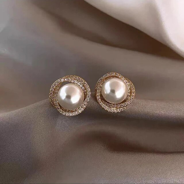 Elegant Pearl Zirconia Earrings Jasmine's Boutique Australia