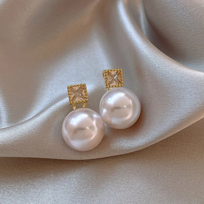 Elegant Golden Cubic Zirconia Pearl Earrings Jasmine's Boutique Australia