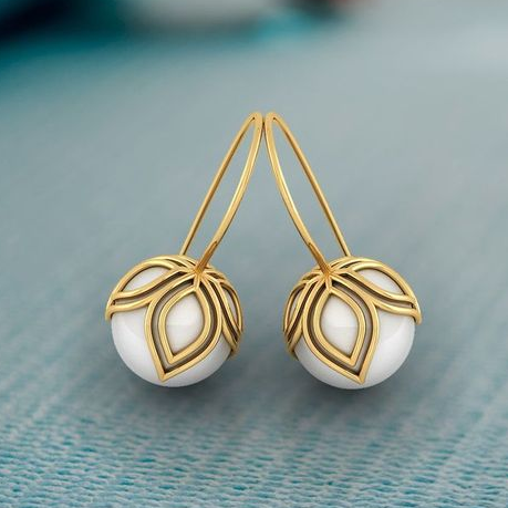 Elegant Pearl Flower Golden Earrings Jasmine's Boutique Australia