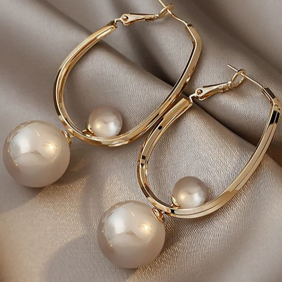 Elegant Golden Circle Pearl Earrings Jasmine's Boutique Australia