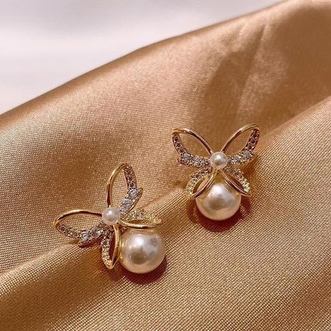 Elegant Butterfly Pearl Earrings Jasmine's Boutique Australia