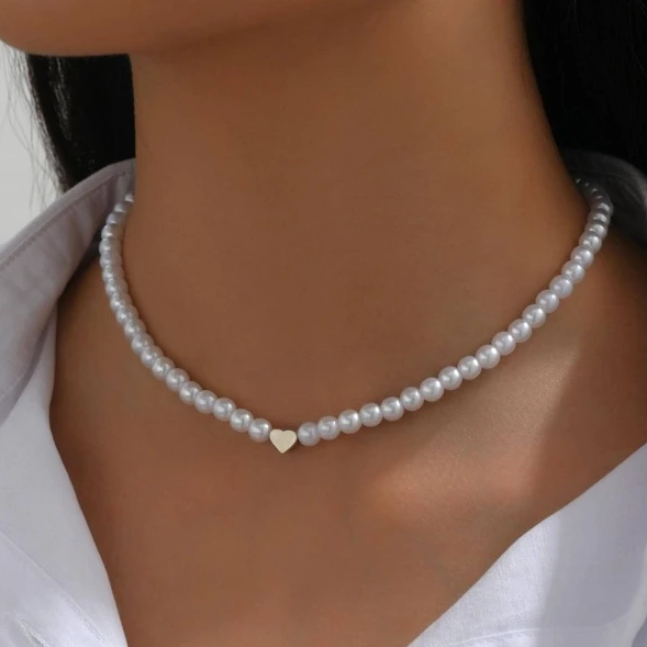 Elegant Golden Heart Pearl Necklace Jasmine's Boutique Australia