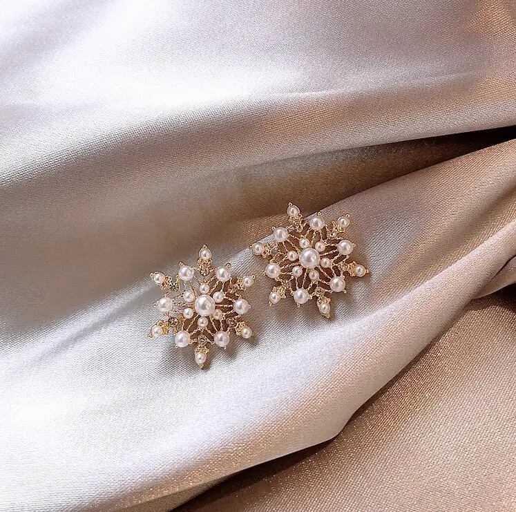 Elegant Pearl Snowflake Earrings Jasmine's Boutique Australia