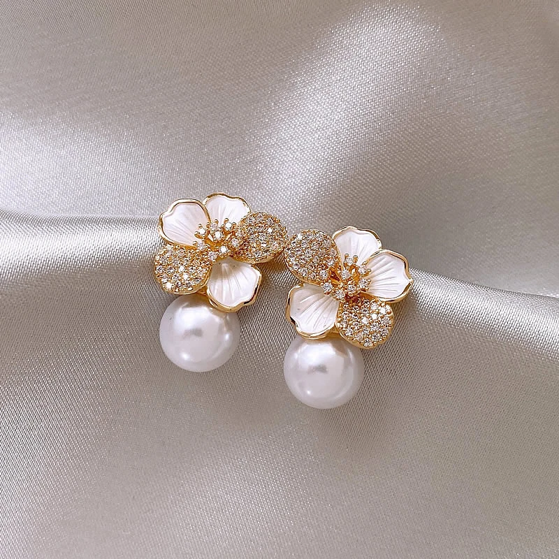 Elegant Pearl Blossom Earrings Jasmine's Boutique Australia
