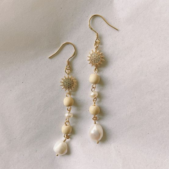Vintage White Stone Pearl Earrings Jasmine's Boutique Australia