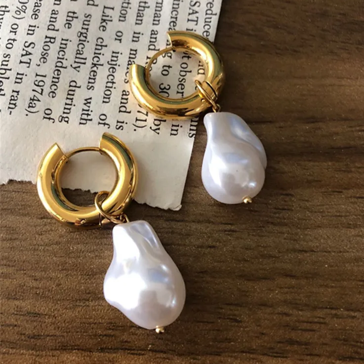 Vintage Barroque Pearl Golden Earrings Jasmine's Boutique Australia