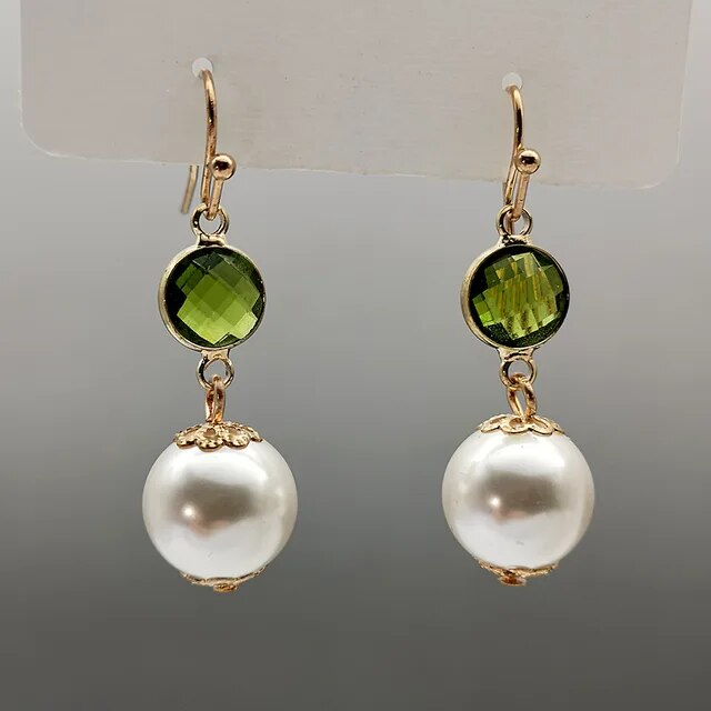 Vintage Olive Crystal Pearl Earrings Jasmine's Boutique Australia