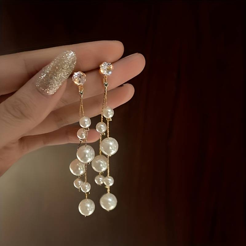 Elegant Dangling Pearl Earrings Jasmine's Boutique Australia