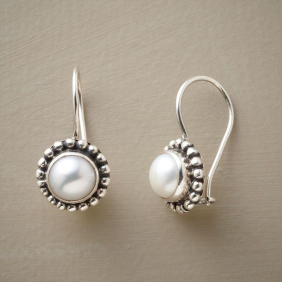 Vintage Inlaid Silver Pearl Earrings Jasmine's Boutique Australia