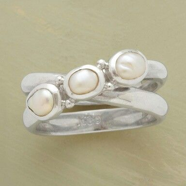 Vintage Inlaid Pearls Silver Ring Jasmine's Boutique Australia