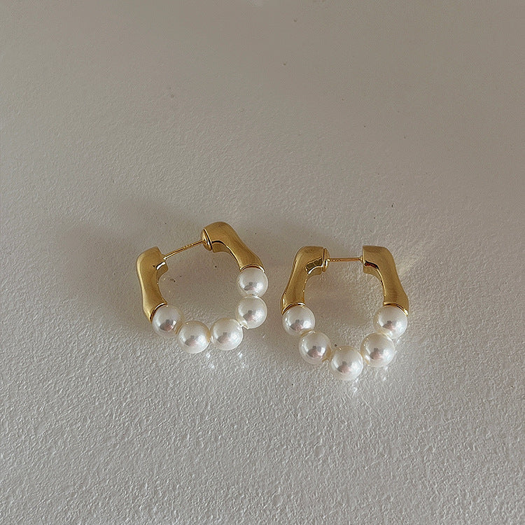 Elegant White Pearls Gold Earrings Jasmine's Boutique Australia