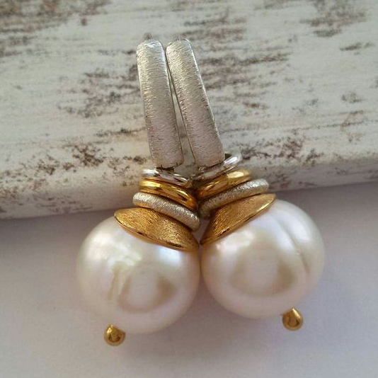 Vintage White Pearl Gold Earrings Jasmine's Boutique Australia