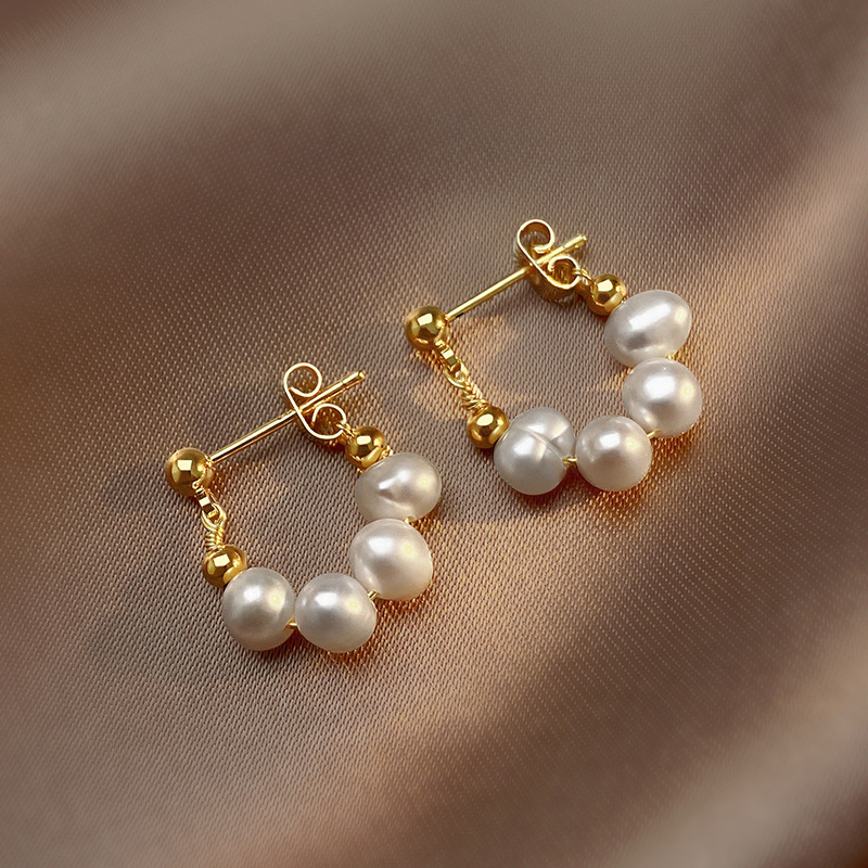 Triple Pearl Earrings in Gold Jasmine's Boutique Australia