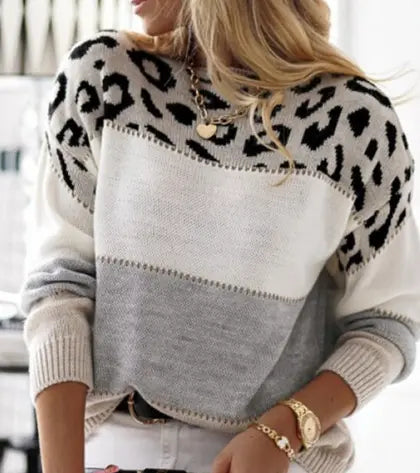 Chic Leopard Color Block Sweater Jasmine's Boutique Australia