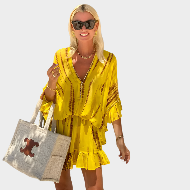 Mini Dress with High Waist and V-Neckline Jasmine's Boutique Australia